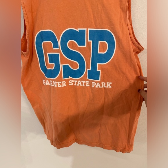 Comfort colors orange tank top, size medium, Garner State Park Logo - Picture 4 of 4